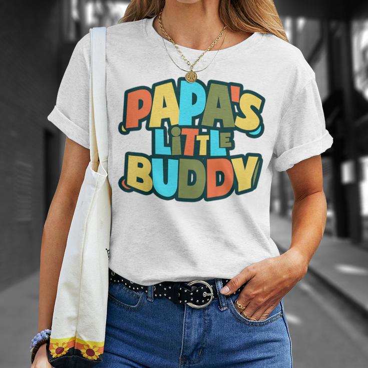 Youth Papa's Little Buddy Cute Toddlers Fathers Day Outfit T-Shirt Gifts for Her