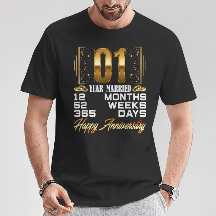 1 Year Of Married 1St Wedding Anniversary T-Shirt Unique Gifts