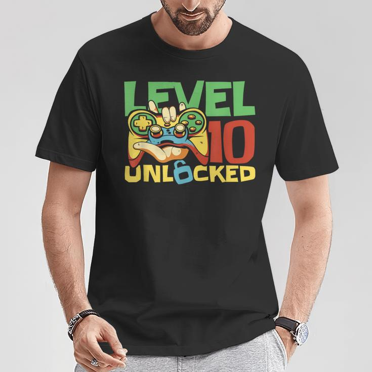 10 Year Old Gamer Gaming 10Th Birthday Level 10 Unlocked T-Shirt Unique Gifts