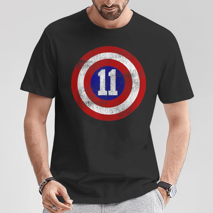 11 Year Old 11Th Birthday Party Distressed Captain Sheild T-Shirt Unique Gifts