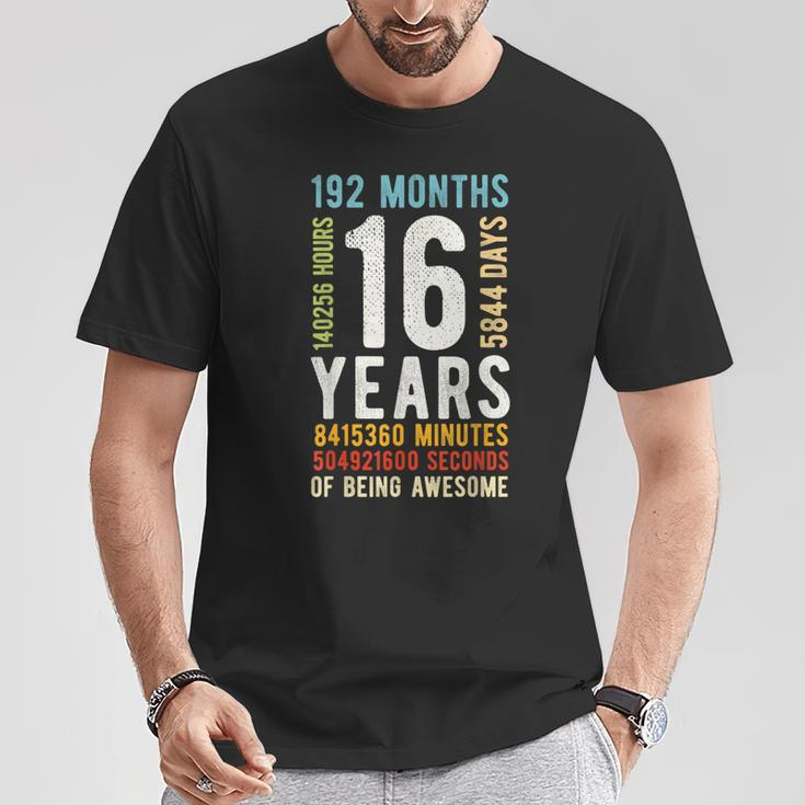 16Th Birthday 16 Years Old Vintage Retro 192 Months T-Shirt Unique Gifts