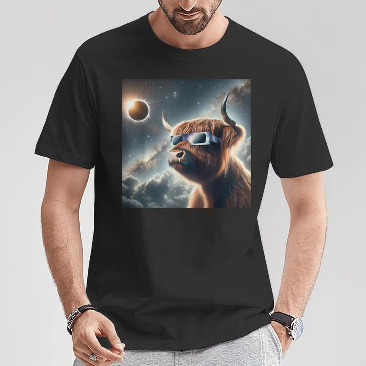 2024 Solar Eclipse Highland Cow Wearing Glasses Totality T-Shirt Funny Gifts