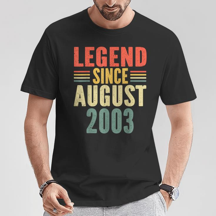 20Th Birthday Legend Since August 2003 20 Years Old Vintage T-Shirt Unique Gifts