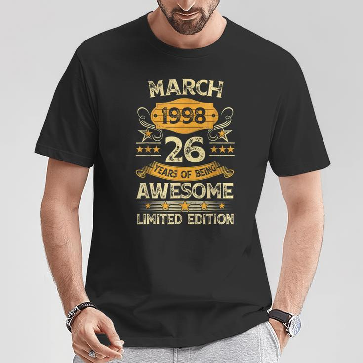 26 Years Old Vintage March 1998 26Th Birthday Mens T-Shirt Unique Gifts