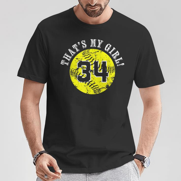 34 Softball Player That's My Girl Cheer Mom Dad Team Coach T-Shirt Unique Gifts