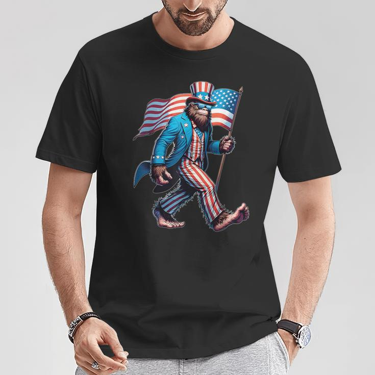 4Th Of July Bigfoot Sasquatch Patriotic American Flag T-Shirt Unique Gifts