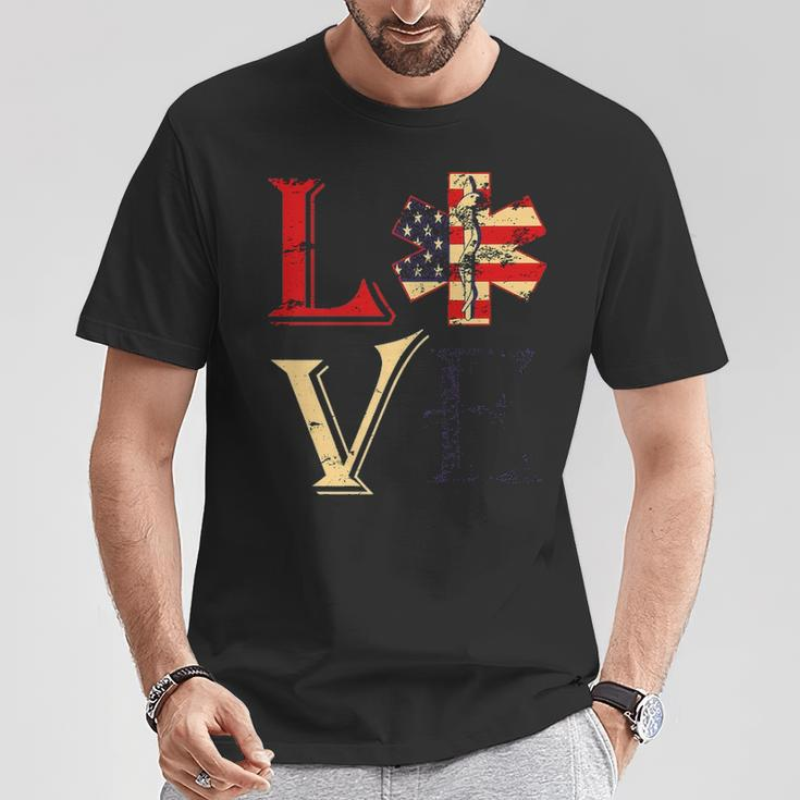 4Th Of July Ems Emt Patriotic Flag Distressed Love T-Shirt Unique Gifts
