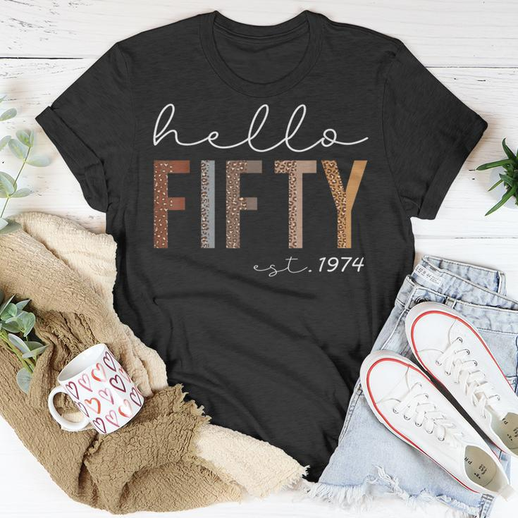 50Th Birthday Hello Fifty Hello 50 Est 1974 Women T-Shirt Funny Gifts