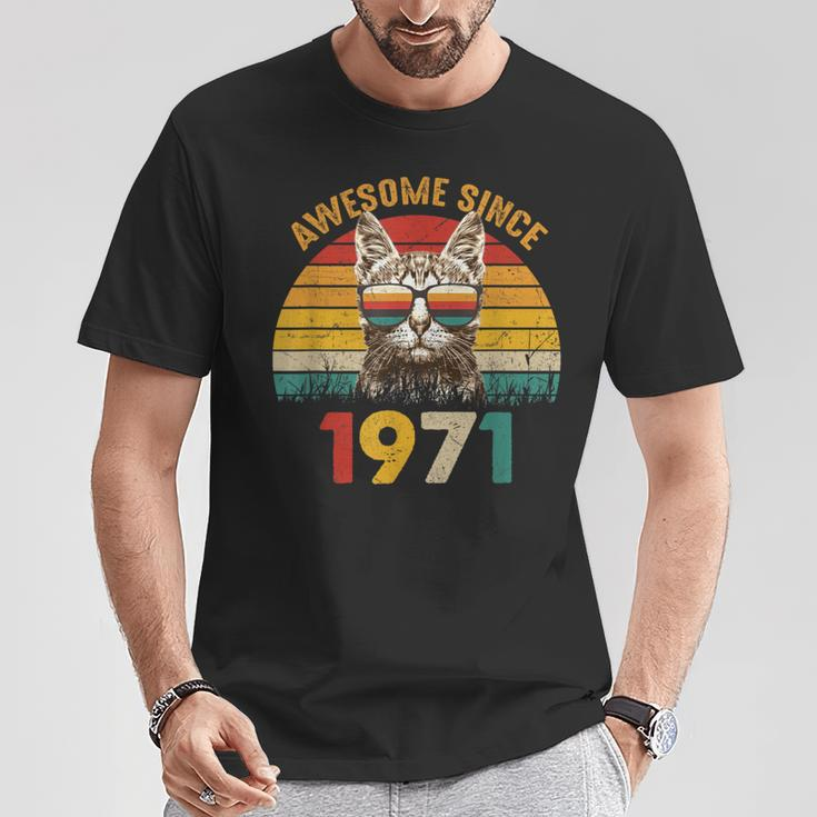 53Rd Birthday 53 Year Cat Lover Vintage Awesome Since 1971 T-Shirt Unique Gifts