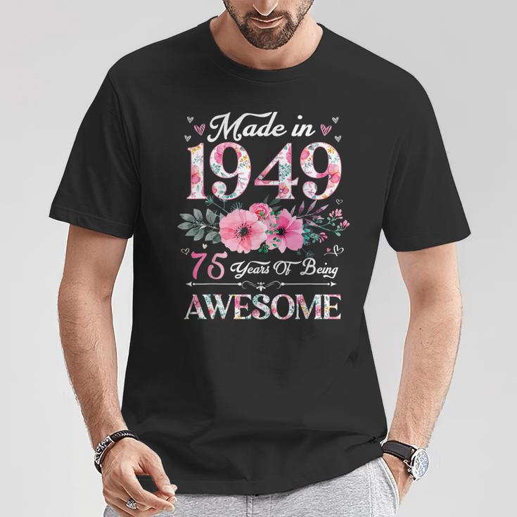 75 Year Old Made In 1949 Floral 75Th Birthday Women T-Shirt Unique Gifts