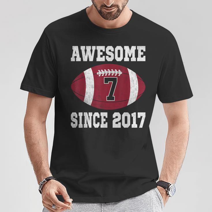 7Th Birthday Football Player 7 Years Old Vintage Sports T-Shirt Personalized Gifts