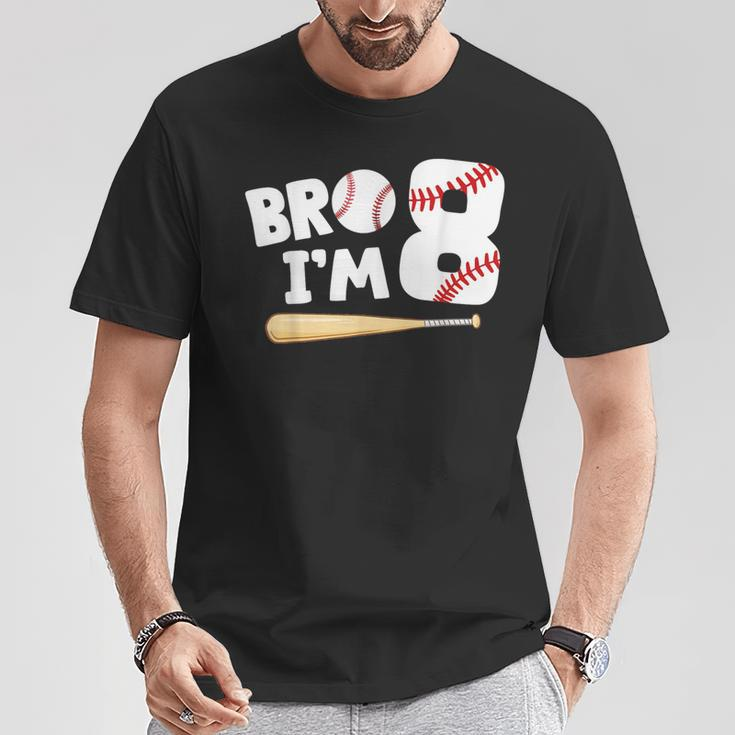 8Th Birthday Boy Bro I'm 8 Year Old Baseball Theme T-Shirt Funny Gifts