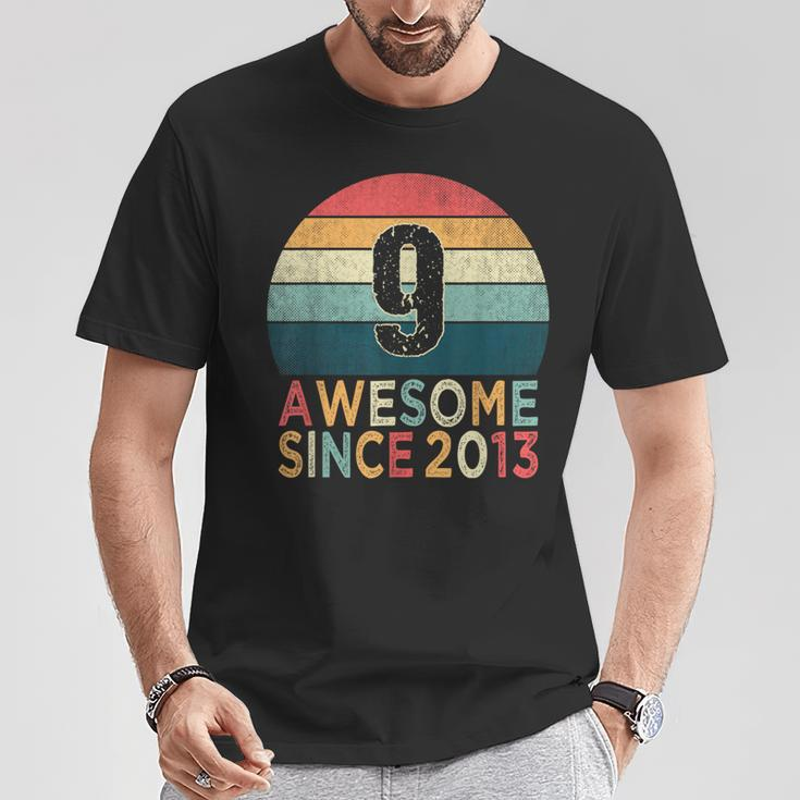 9Th Birthday Vintage Retro 9 Years Old Awesome Since 2013 T-Shirt Unique Gifts