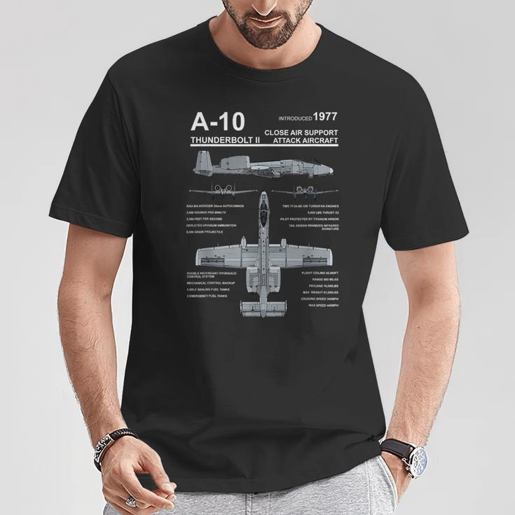 A-10 Thunderbolt Ii Warthog Military Jet Spec Diagram T-Shirt Unique Gifts