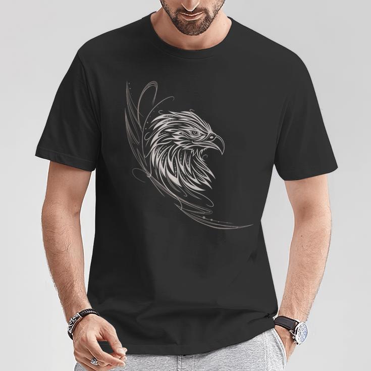 Adler Mit Fineline Tribal Adlerkopf Tattoo Für Animal Lover T-Shirt Lustige Geschenke