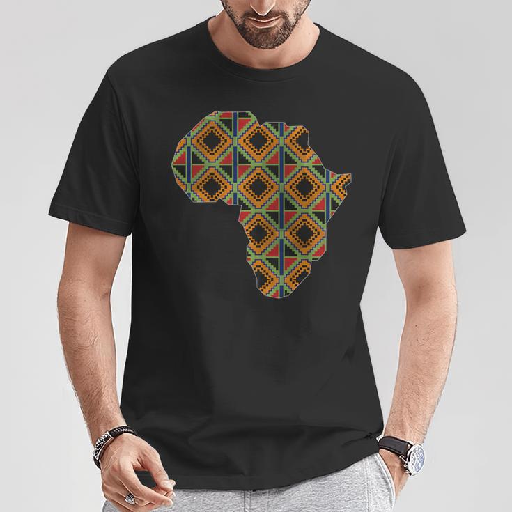 Africa Map Kente Pattern Blue African Ghana Style Ankara T-Shirt Unique Gifts