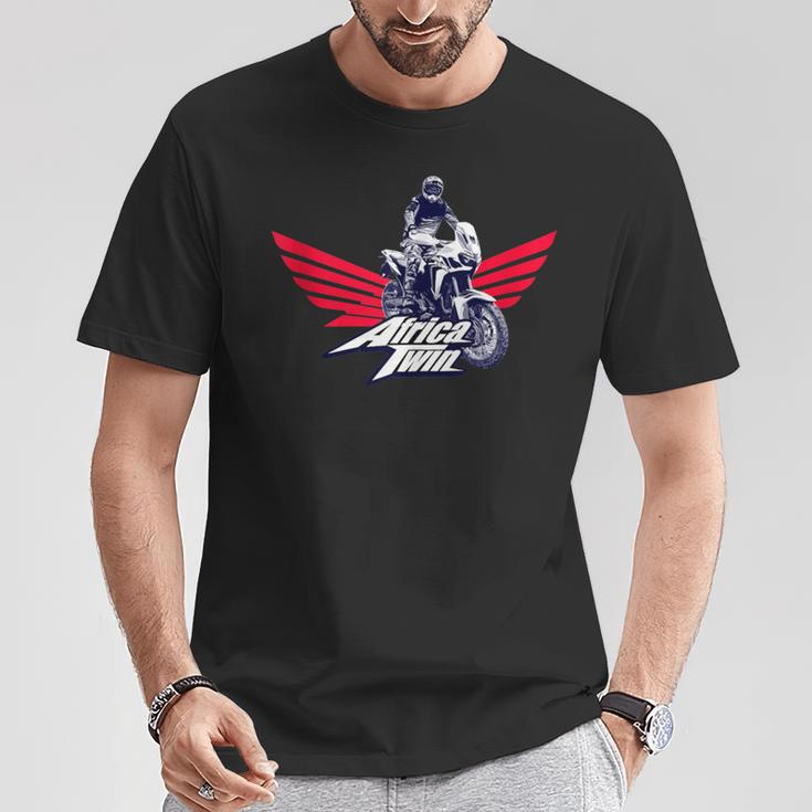 Africa Touring Twin Motorcycle Stripes Logo T-Shirt Unique Gifts