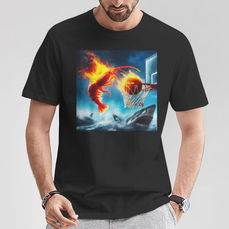 Ai Shrimp Dunking On Shark T-Shirt Funny Gifts