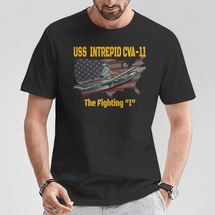 Aircraft Carrier Uss Intrepid Cva-11 Veterans Day Father Day T-Shirt Unique Gifts