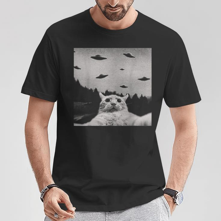 Alien Ufo Cat T-Shirt Lustige Geschenke