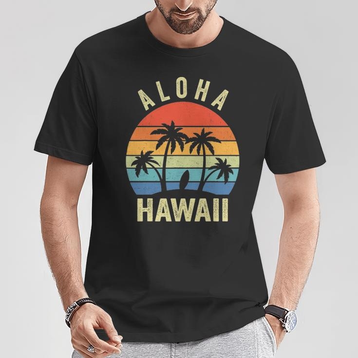 Aloha Hawaii Hawaiian Island Palm Beach Surfboard Surf T-Shirt Unique Gifts