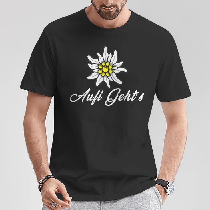 Alpen Edelweiss Aufi Gehts In Die Schweiz Alpenblume Tirol T-Shirt Lustige Geschenke