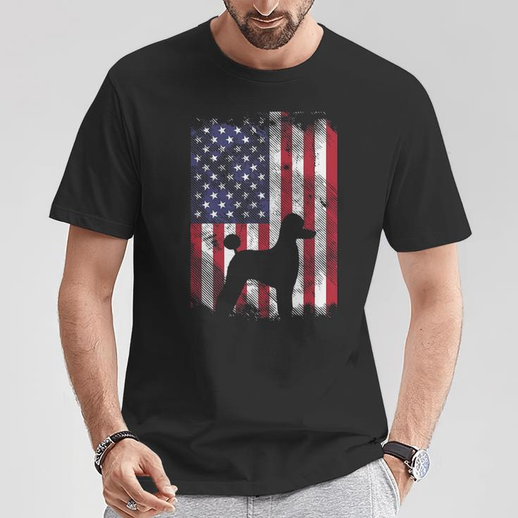 America Flag Poodle Vintage Patriotic Dog Lover Owner T-Shirt Unique Gifts