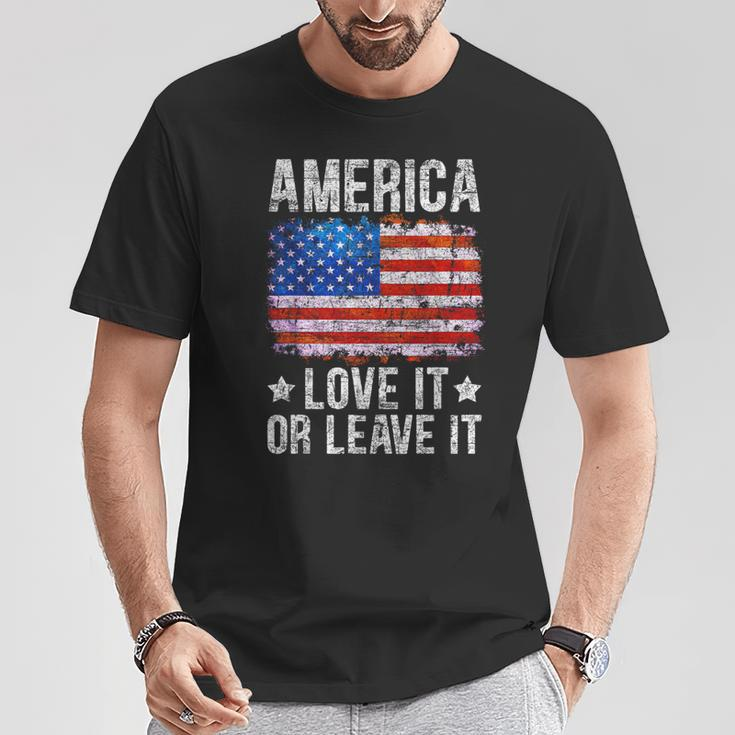 America Love It Or Leave It Patriotic Phrase T-Shirt Unique Gifts