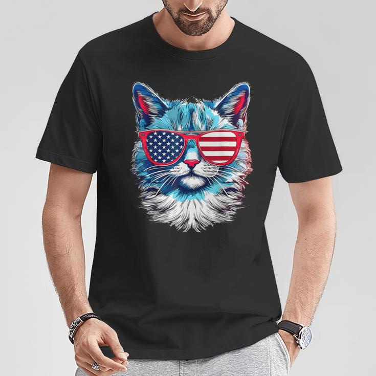 American Cat Sunglasses Usa Flag 4Th Of July Memorial Day T-Shirt Unique Gifts