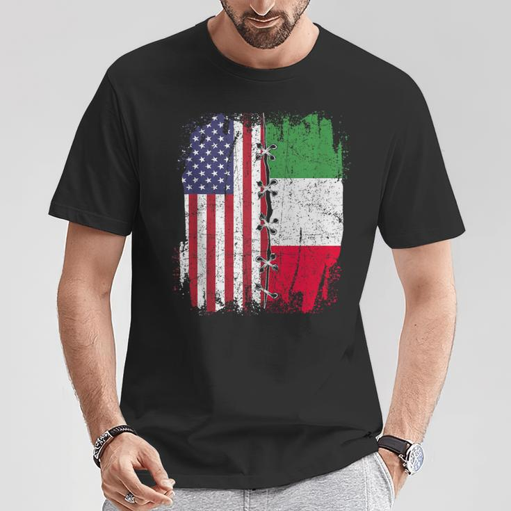 American Flag With Italian Flag Italy T-Shirt Unique Gifts