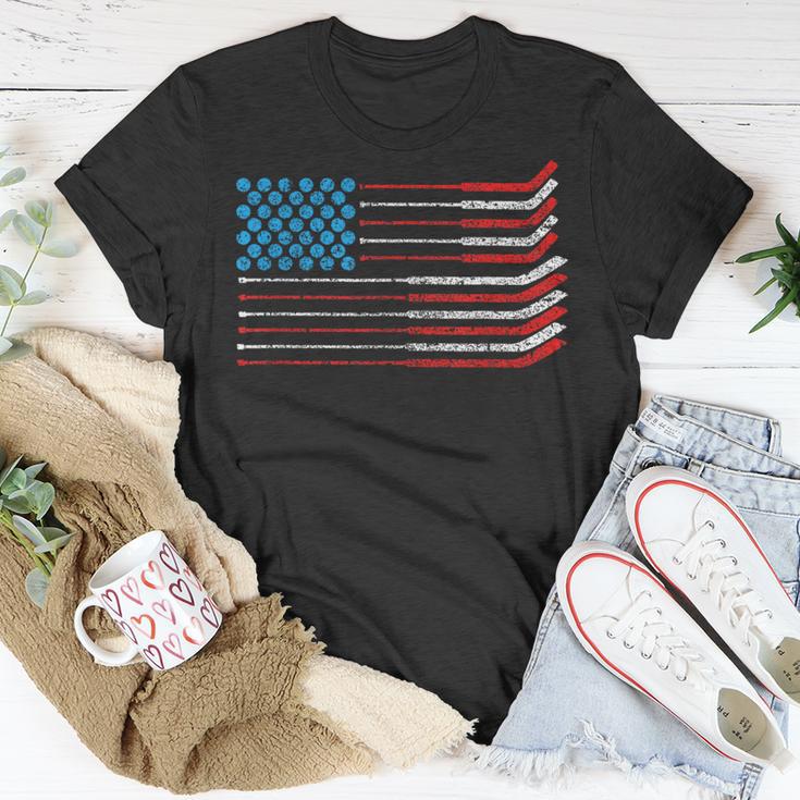 American Flag Patriotic 4Th Of July Hockey T-Shirt Unique Gifts