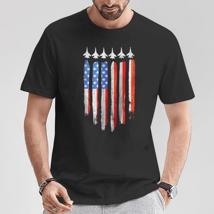 American Flag Usa Fighter Jet Patriot F16 Formation T-Shirt Unique Gifts