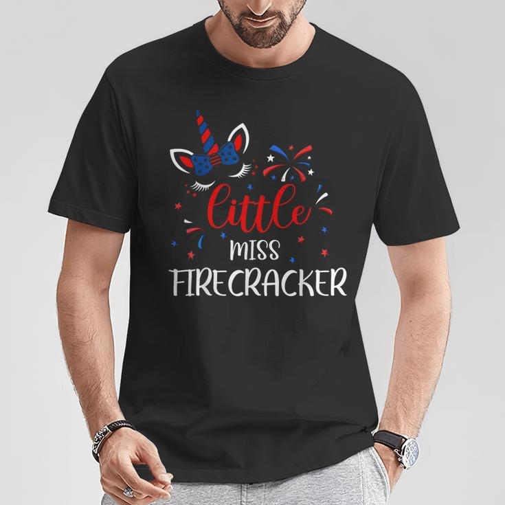 American Little Miss Firecracker 4Th July Usa Toddler Girl T-Shirt Unique Gifts