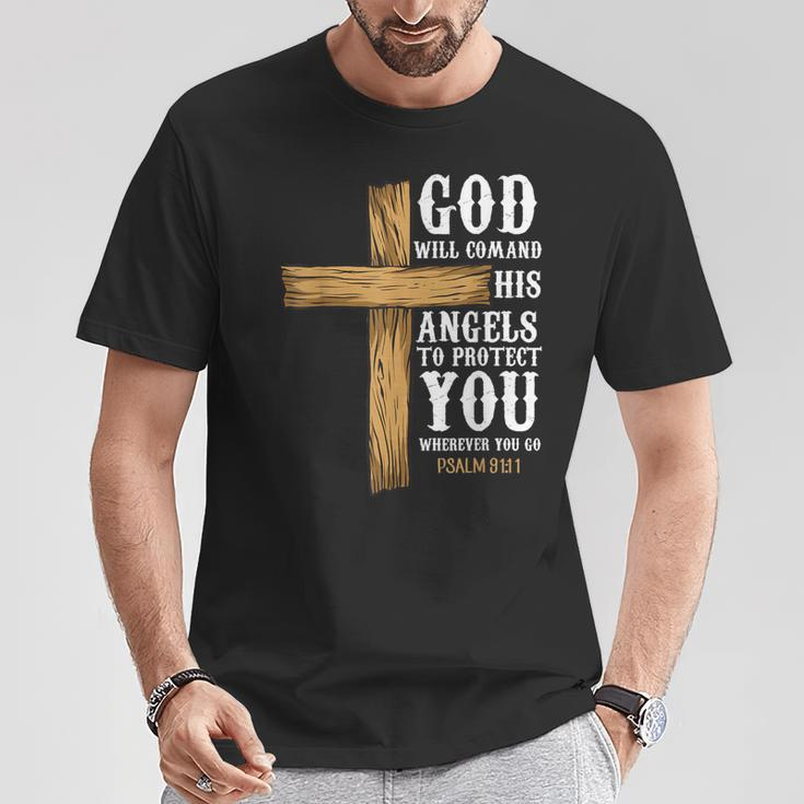 Angels Bible Verse Psalm 9111 Church Religion T-Shirt Unique Gifts