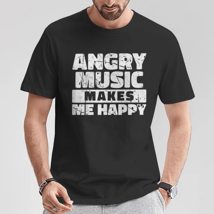 Angry Music Makes Me Happy Heavy Metal T-Shirt - Thegiftio