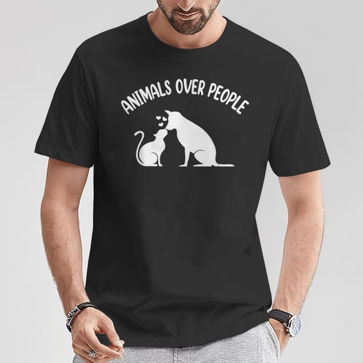 Animals Over People Animal Lover Vegan Plant Based Veganism T-Shirt Unique Gifts