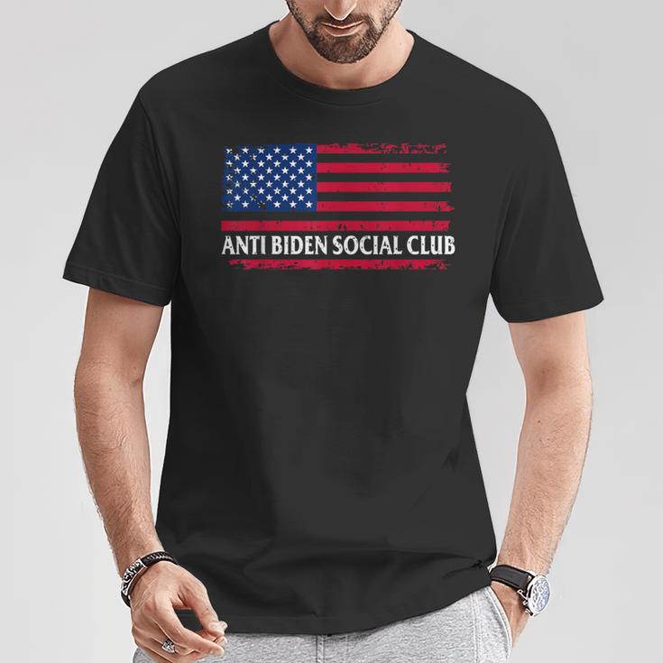 Anti Biden Social Club American Flag Retro Vintage T-Shirt Unique Gifts