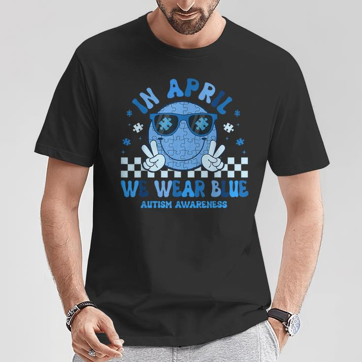 In April We Wear Blue Autism Awareness Hippie Face T-Shirt Unique Gifts