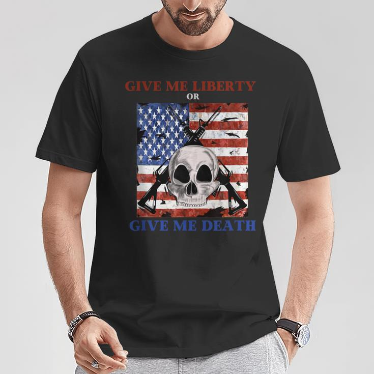 Ar-15 Give Me Liberty Or Give Me Death Skull T-Shirt Unique Gifts