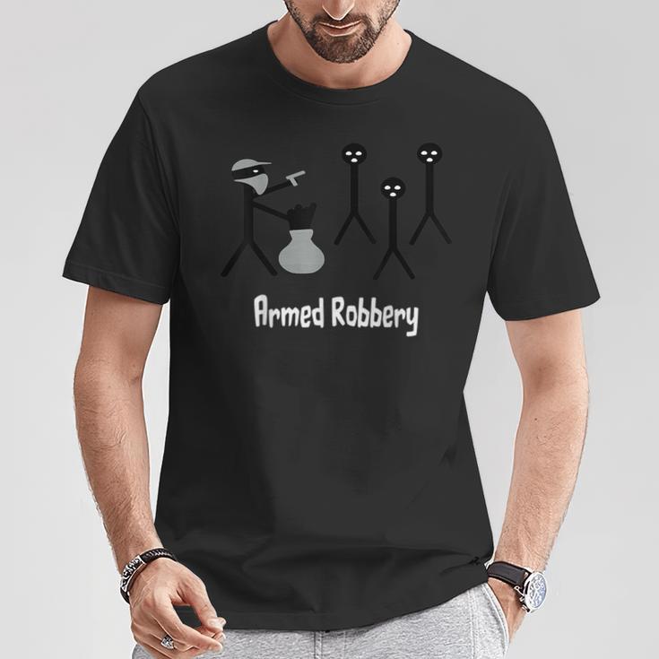 Armed Robbery Robber Stick Figure Stick Man Printed T-Shirt Unique Gifts