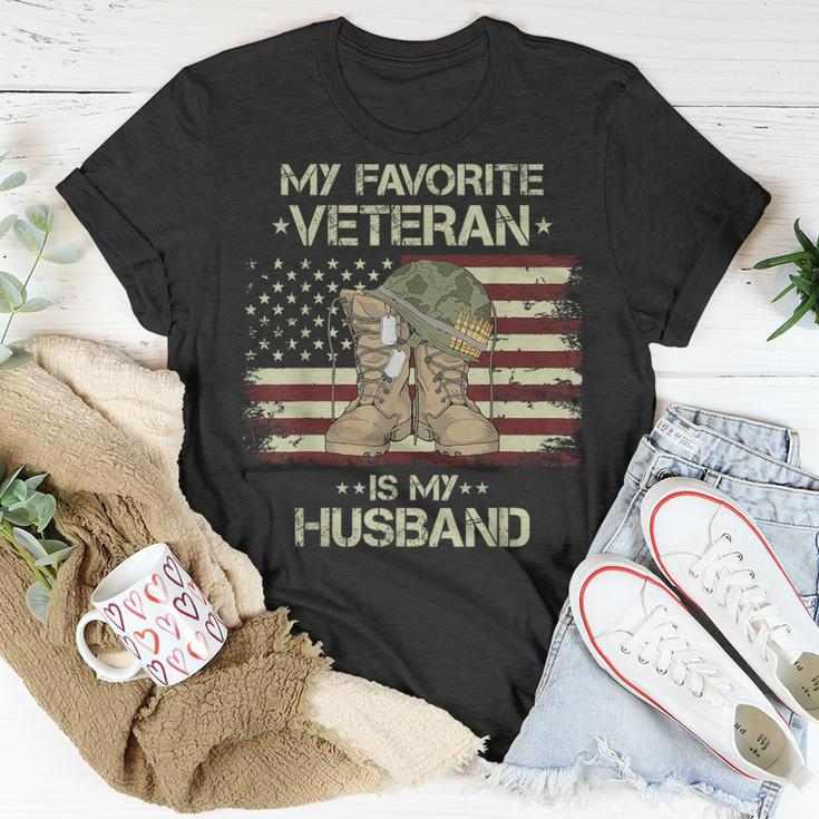 Army Veterans Day My Favorite Veteran Is My Husband T-Shirt Funny Gifts