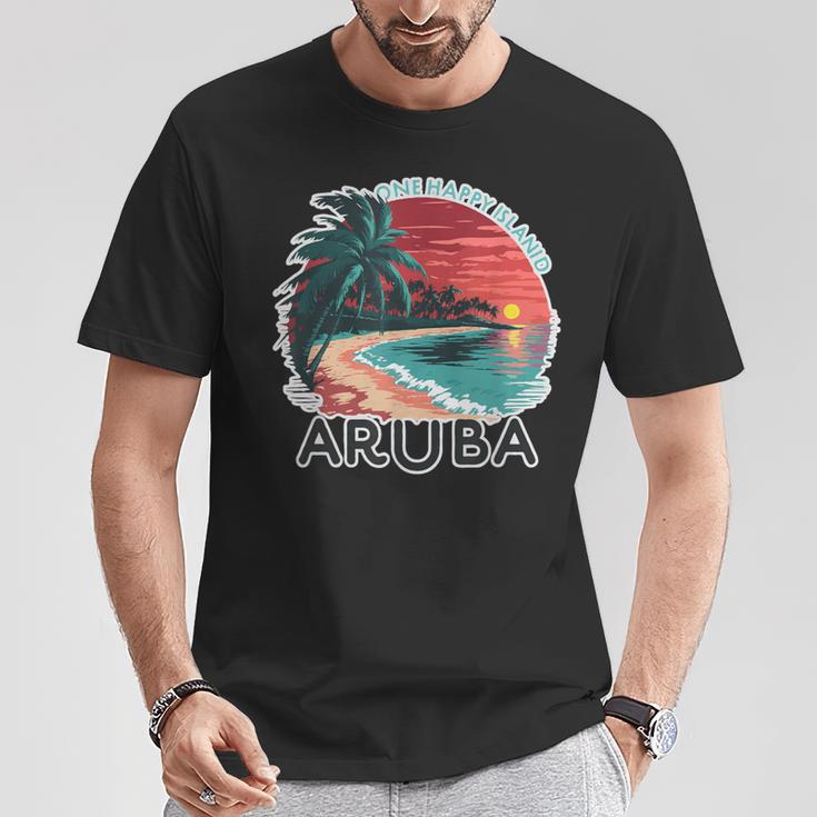 Aruba's One Happy Island Beautiful Sunset Beach T-Shirt Unique Gifts