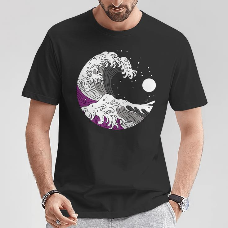 Asexual Pride Lgbtq Ace Flag Japanese Great Wave T-Shirt Unique Gifts