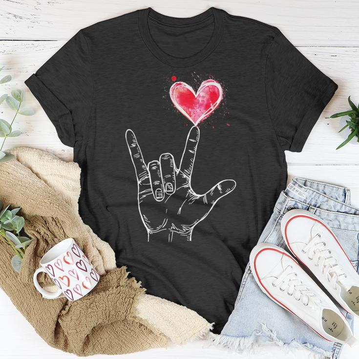 Asl I Love You Hand Sign Language Heart Valentine's Day T-Shirt Funny Gifts