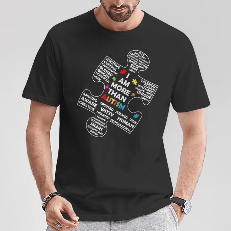 I Am More Than Autism Awareness Asd Puzzle Piece Support T-Shirt Unique Gifts