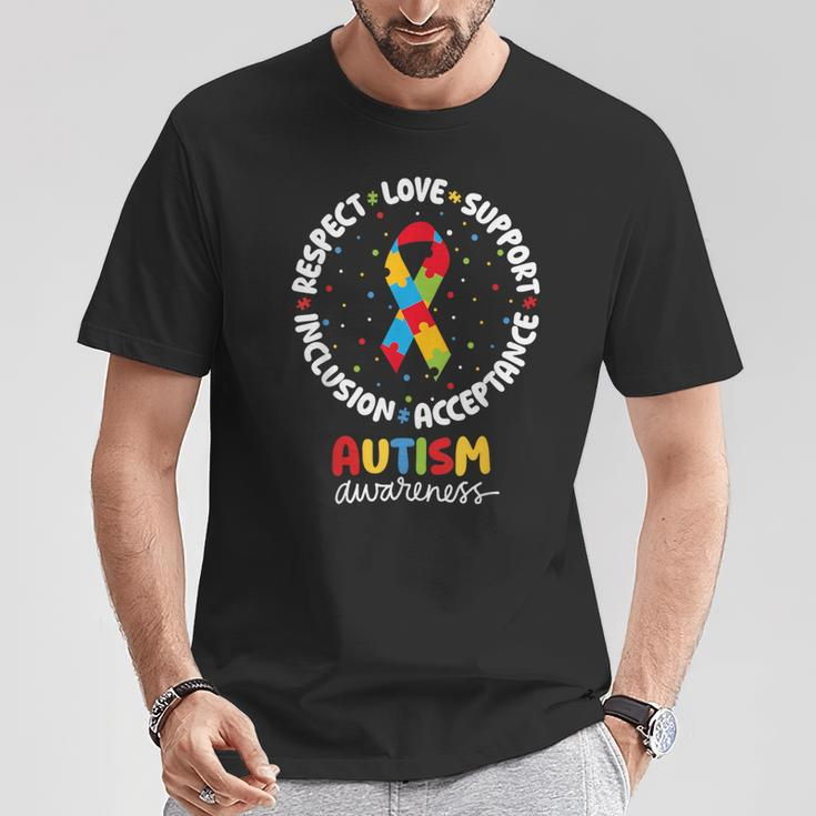 Autism Awareness Respect Love Support Acceptance Inclusion T-Shirt Funny Gifts