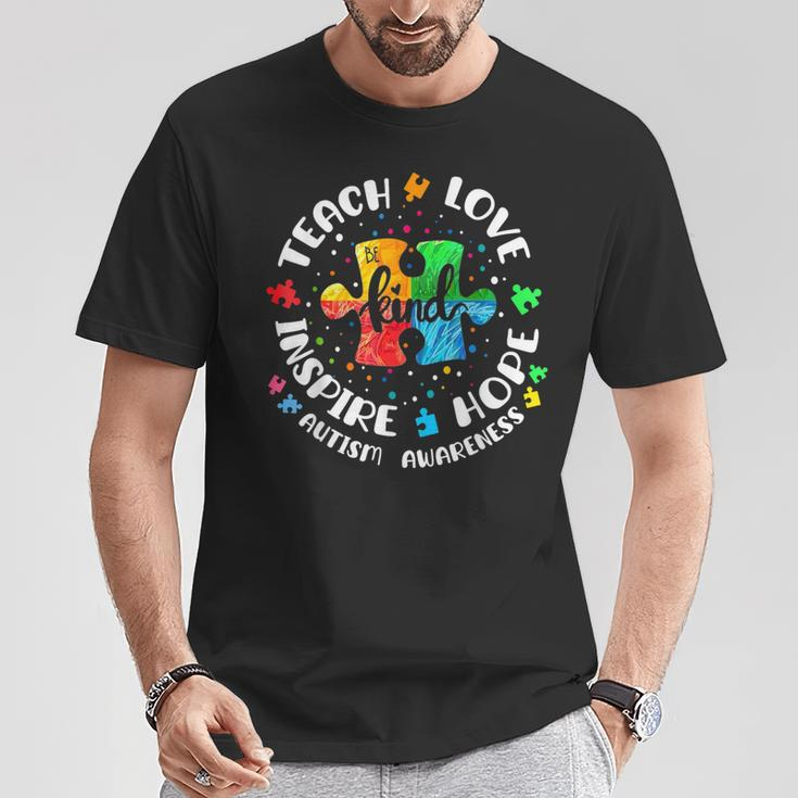 Autism Awareness Teach Hope Love Inspire Teacher T-Shirt Funny Gifts