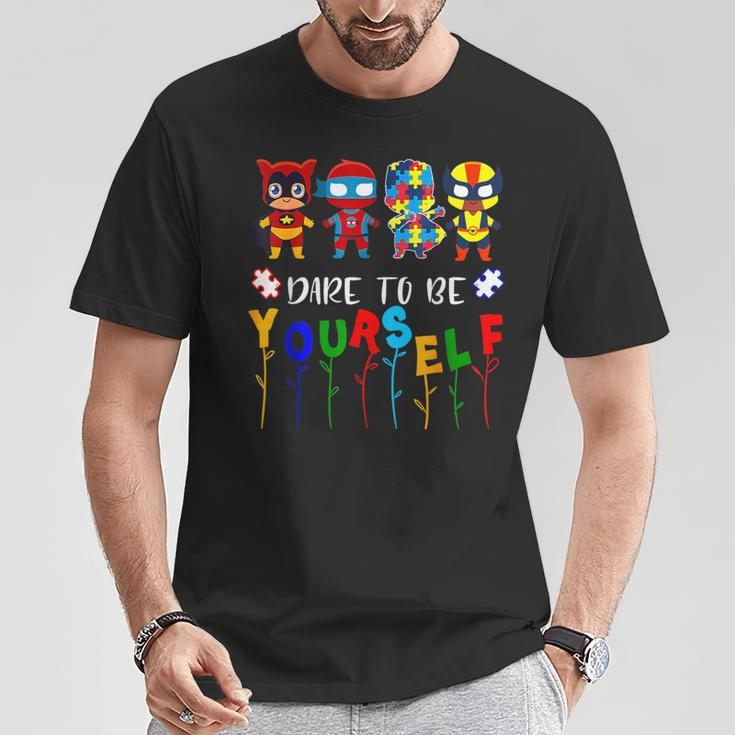 Autism Dare To Be Yourself Dabbing Superheroes Boys T-Shirt Funny Gifts