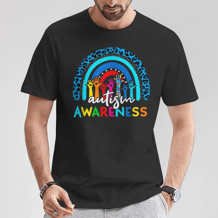 Autistic Puzzle Rainbow Ribbons Acceptance Autism Awareness T-Shirt Unique Gifts