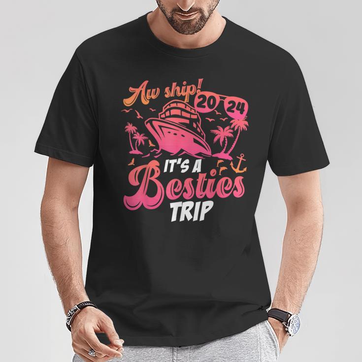 Aw Ship It’S A Besties Trip 2024 Friends Vacay Cruise 2024 T-Shirt Unique Gifts